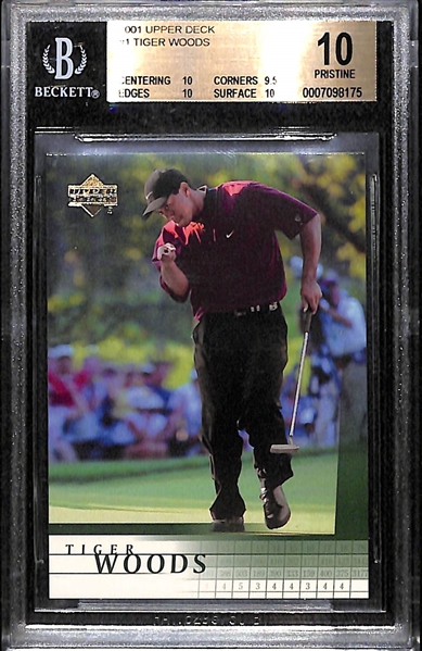 2001 Upper Deck Tiger Woods # 1 Graded BGS 10 Pristine