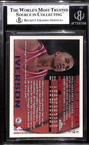 1996-97 Topps Chrome Allen Iverson #171 Rookie Card Graded BGS 6 EX-MT