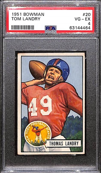 1951 Bowman Tom Landry Rookie Card #20 Graded PSA 4