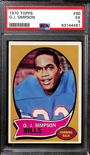 Lot of (2) 1970 Topps OJ Simpson Rookie Cards #90 - Both Graded PSA 5 EX