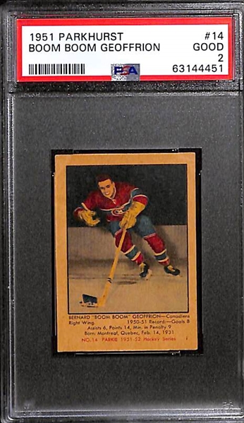 1951 Parkhurst Hockey Rookie Lot - Red Kelly #55 (PSA 3) & Boom Boom Geoffrion #14 (PSA 2)