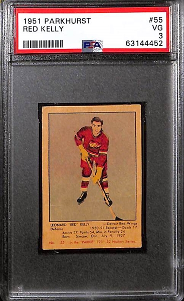 1951 Parkhurst Hockey Rookie Lot - Red Kelly #55 (PSA 3) & Boom Boom Geoffrion #14 (PSA 2)