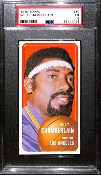 1970 Topps Basketball Graded Lot - Lew Alcindor #75 PSA 4, Wilt Chamberlain #50 PSA 5 & PSA 6
