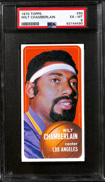 1970 Topps Basketball Graded Lot - Lew Alcindor #75 PSA 4, Wilt Chamberlain #50 PSA 5 & PSA 6