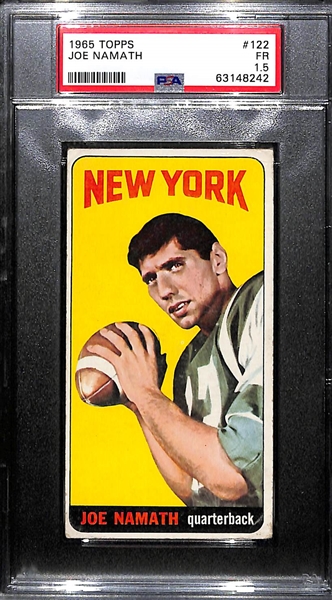 1965 Topps Joe Namath Rookie Card #122 Graded PSA 1.5 (Great Eye Appeal - Looks Better Than the Grade!)