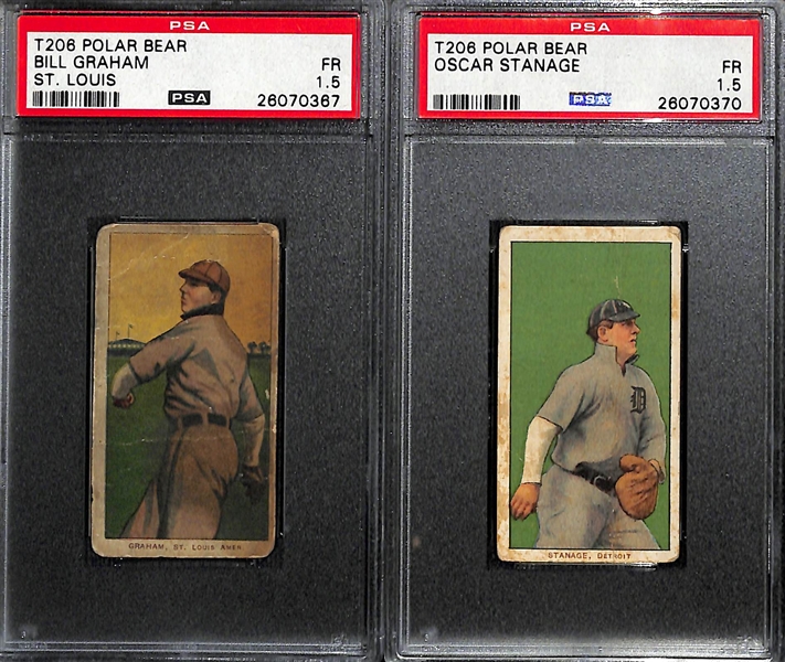 Lot of (12) 1909 T206 Polar Bear & Piedmont PSA Graded Baseball Cards w. Chief Myers