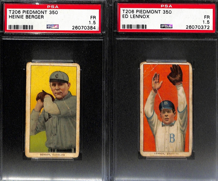 Lot of (12) 1909 T206 Polar Bear & Piedmont PSA Graded Baseball Cards w. Chief Myers