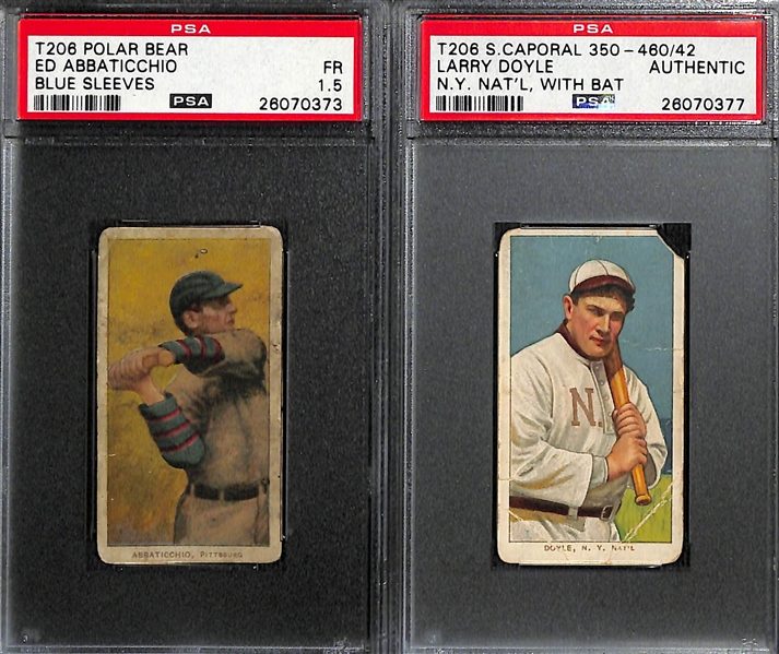 Lot of (12) 1909 T206 Polar Bear & Piedmont PSA Graded Baseball Cards w. Chief Myers