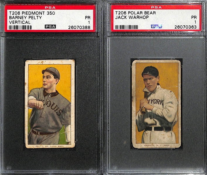 Lot of (12) 1909 T206 Polar Bear & Piedmont PSA Graded Baseball Cards w. Chief Myers
