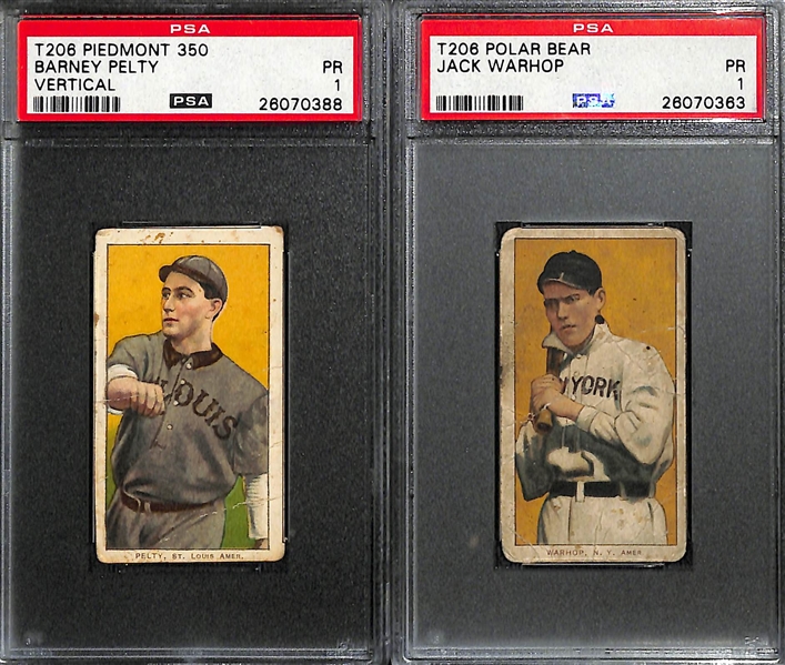 Lot of (12) 1909 T206 Polar Bear & Piedmont PSA Graded Baseball Cards w. Chief Myers