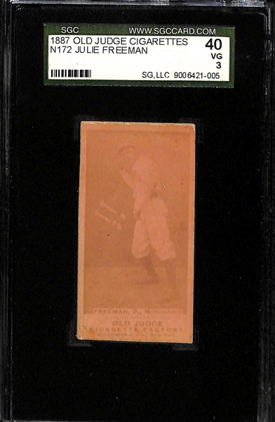 Lot of (2) 1887 Old Judge Cigarettes Graded Baseball Cards w/ J. Fogarty & J. Freeman