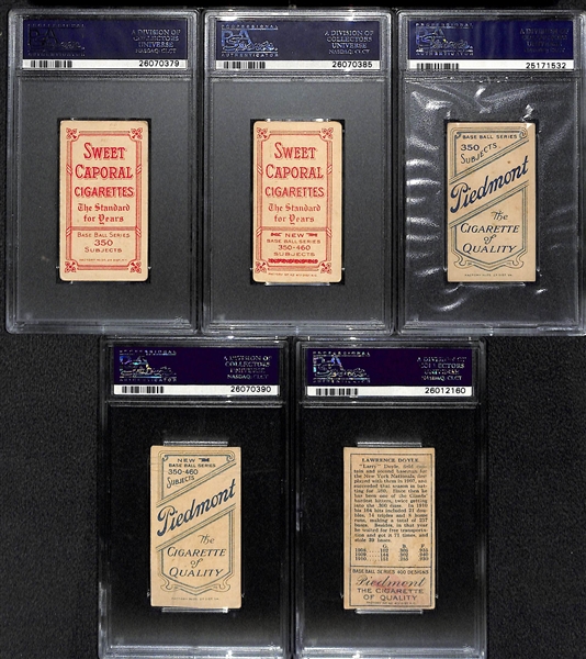 Lot of (5) 1909 T206 & 1911 T205 PSA Graded Baseball Cards (All PSA 3.5 or Higher) w. George Mullin