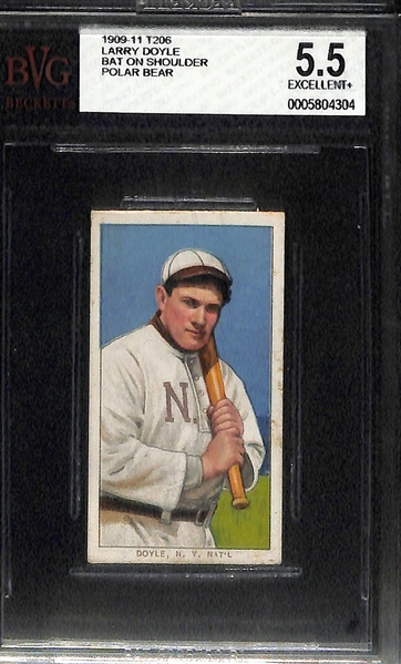Lot of (3) 1909 T206 Graded Baseball Cards (All Grades 4.5 or higher) w. Larry Doyle