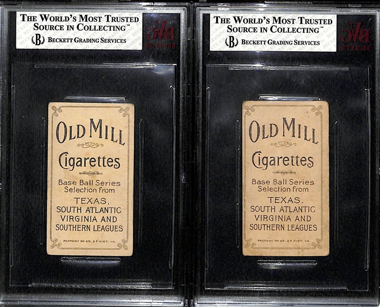 Lot of (2) 1909 T206 BGS Graded Old Mill Cigarettes Baseball Cards - Perdue & Thebo