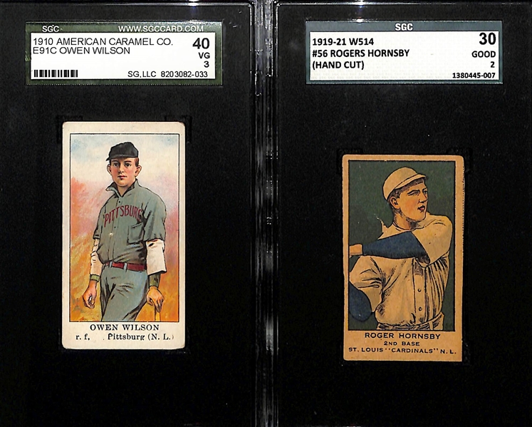 1919-21 W514 Rogers Hornsby & 1910 American Carmel Owen Chief Wilson - SGC Graded 