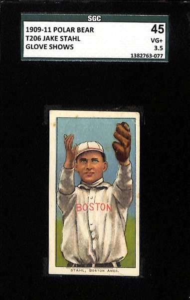 Lot of (2) 1909-11 T206 SGC Graded Baseball Cards w/ Rare El Principe De Gales & Polar Bear Backs