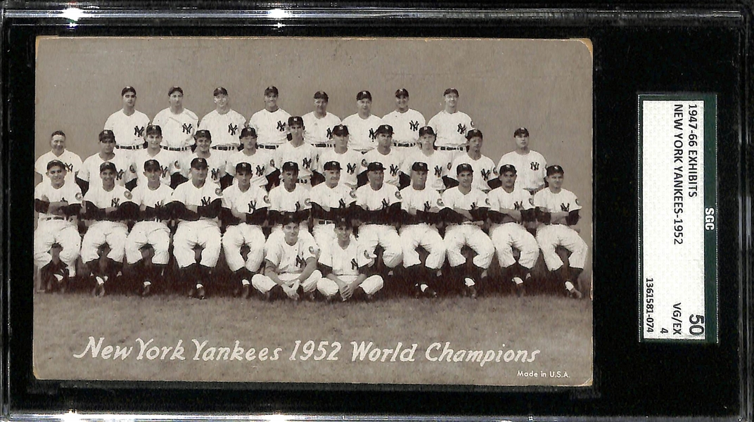 1913 T200 Fatima Pittsburgh Nationals w/ Honus Wagner & 1952 Yankees World Champion Exhibit Graded Cards