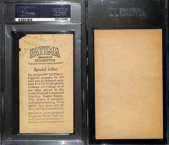1913 T200 Fatima Pittsburgh Nationals w/ Honus Wagner & 1952 Yankees World Champion Exhibit Graded Cards