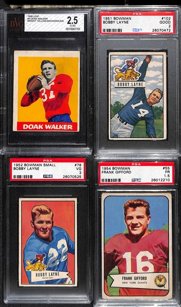 Lot of (16) Mostly 1950s Bowman & Topps PSA Graded Football Cards with Gifford, Blanda, Layne and More