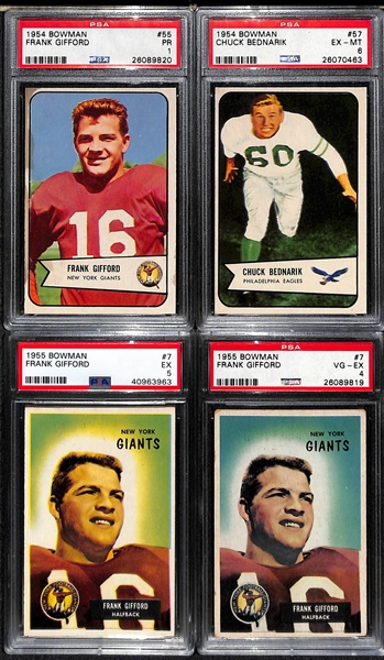 Lot of (16) Mostly 1950s Bowman & Topps PSA Graded Football Cards with Gifford, Blanda, Layne and More