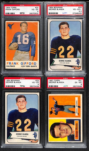 Lot of (16) Mostly 1950s Bowman & Topps PSA Graded Football Cards with Gifford, Blanda, Layne and More