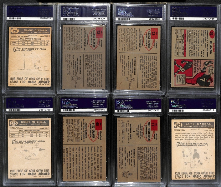 Lot of (16) Mostly 1950s Bowman & Topps PSA Graded Football Cards with Gifford, Blanda, Layne and More