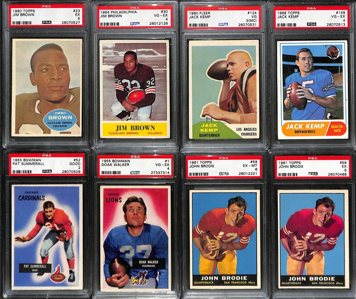 Lot of (15) Mostly 1960s HOF and Stars PSA Graded Football Cards w. Jim Brown 