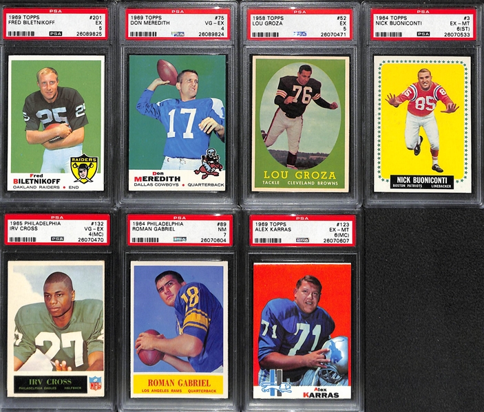 Lot of (15) Mostly 1960s HOF and Stars PSA Graded Football Cards w. Jim Brown 