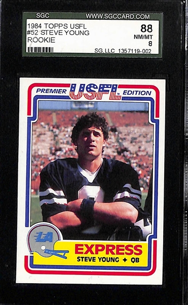 Lot of (3) 1984 Topps USFL Football w/ (2) Steve Young and Reggie White Graded NM-MT Rookies