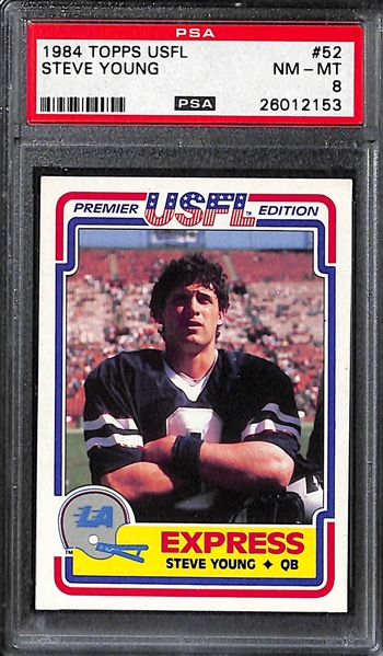Lot of (3) 1984 Topps USFL Football w/ (2) Steve Young and Reggie White Graded NM-MT Rookies