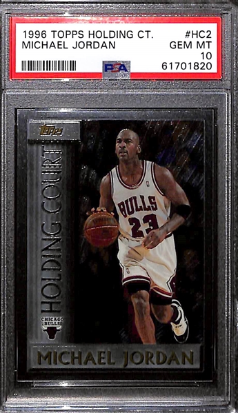 Lot of (2) PSA 10 Graded Michael Jordan w. 1996 Topps Holding Court and 1992 Ultra Award Winner