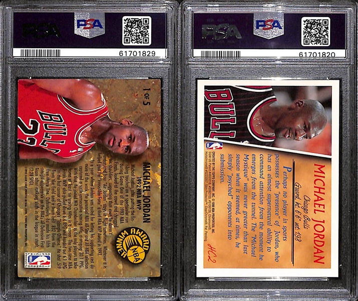 Lot of (2) PSA 10 Graded Michael Jordan w. 1996 Topps Holding Court and 1992 Ultra Award Winner