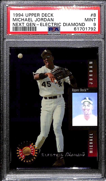 Lot of (3) PSA Graded 9 Michael Jordan Baseball Cards w. 1994 Upper Deck Next Generation - Electric Diamond