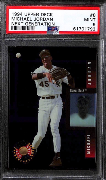 Lot of (3) PSA Graded 9 Michael Jordan Baseball Cards w. 1994 Upper Deck Next Generation - Electric Diamond