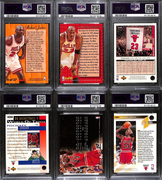 Lot of (6) PSA Graded Michael Jordan Cards w. 1994 Collectors Choice Silver Signature PSA 9