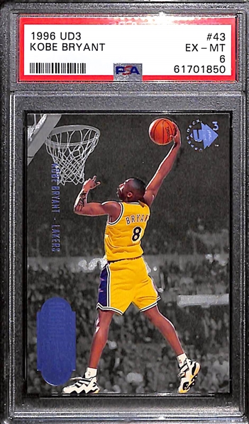 Lot of (4) 1996 Kobe Bryant PSA Graded Rookie w. 1996 Upper Deck PSA 9