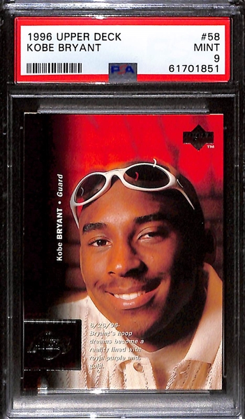 Lot of (4) 1996 Kobe Bryant PSA Graded Rookie w. 1996 Upper Deck PSA 9