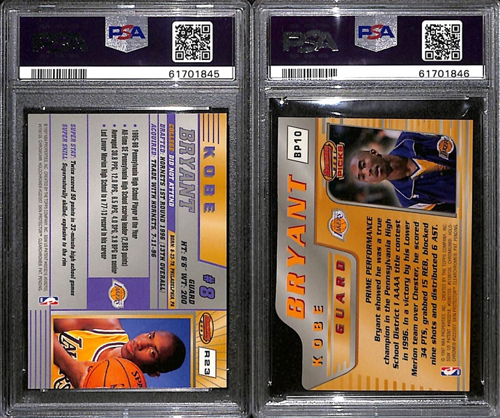 Lot of (2) 1996 Bowman's Best Kobe Bryant Rookie and Die Cut Rookie PSA Graded Cards w. PSA 9 