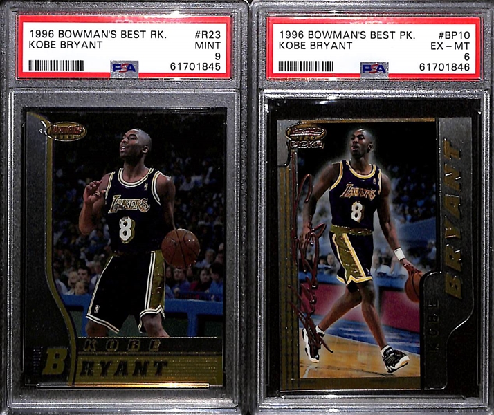 Lot of (2) 1996 Bowman's Best Kobe Bryant Rookie and Die Cut Rookie PSA Graded Cards w. PSA 9 
