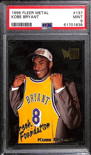 Lot of (2) 1996 PSA Graded Kobe Bryant Rookies w. Fleer Metal PSA 9