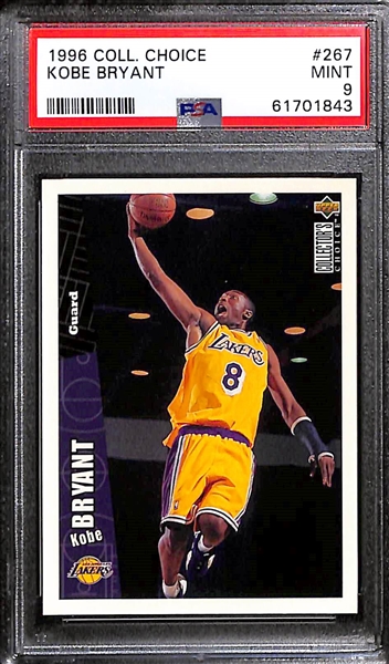 Lot of (4) 1996 PSA Graded Kobe Bryant Rookies w. 1996 Collectors Choice PSA 9