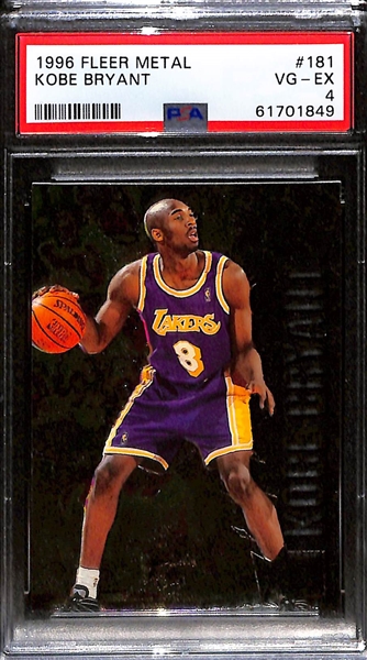 Lot of (4) 1996 PSA Graded Kobe Bryant Rookies w. 1996 Collectors Choice PSA 9