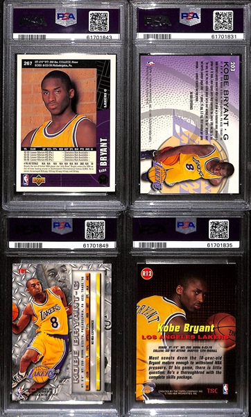 Lot of (4) 1996 PSA Graded Kobe Bryant Rookies w. 1996 Collectors Choice PSA 9