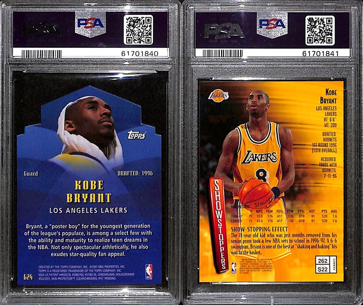 1997 Topps Generations and 1997 Finest Kobe Bryant PSA 10 Gem Mint Cards