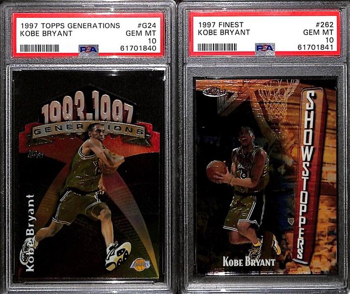 1997 Topps Generations and 1997 Finest Kobe Bryant PSA 10 Gem Mint Cards