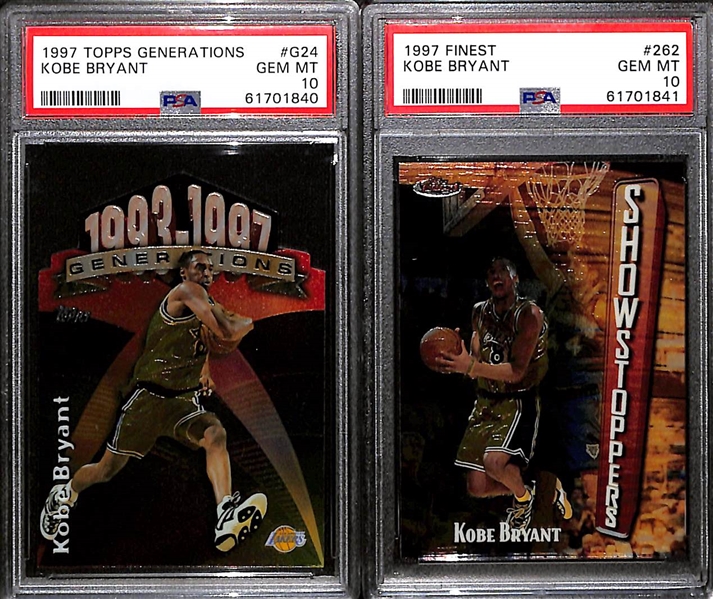 1997 Topps Generations and 1997 Finest Kobe Bryant PSA 10 Gem Mint Cards