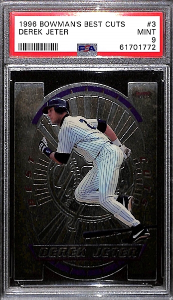 Lot of (3) 1996 PSA Graded Derek Jeter Cards w. Pinnacle Starburst - Artist Proof PSA 9
