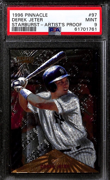 Lot of (3) 1996 PSA Graded Derek Jeter Cards w. Pinnacle Starburst - Artist Proof PSA 9