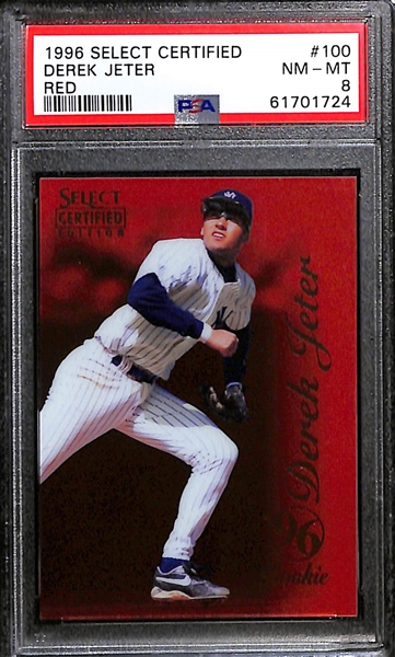 Lot of (6) PSA Graded Derek Jeter Cards w 1996 Select Certified Red PSA 8
