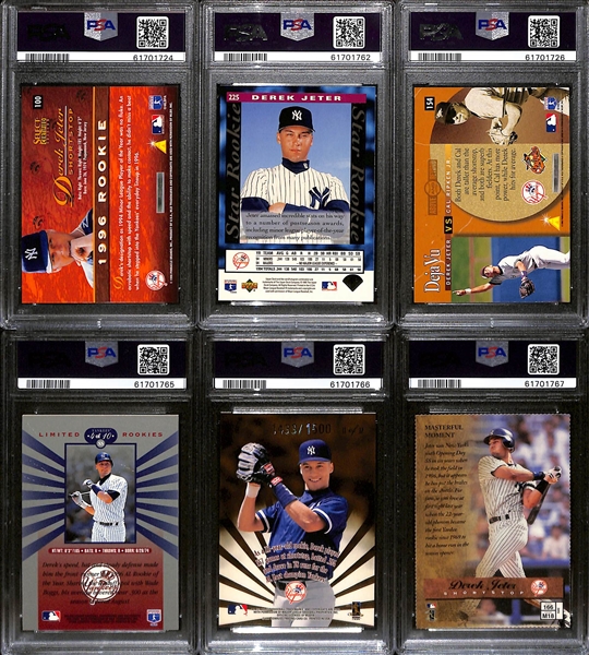 Lot of (6) PSA Graded Derek Jeter Cards w 1996 Select Certified Red PSA 8